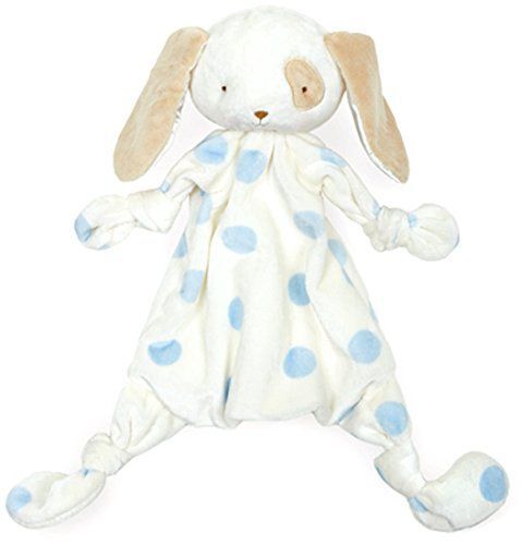 Bunnies By The Bay White Blue Polka Dot Puppy Knotty Pup Minky Lovey Plush