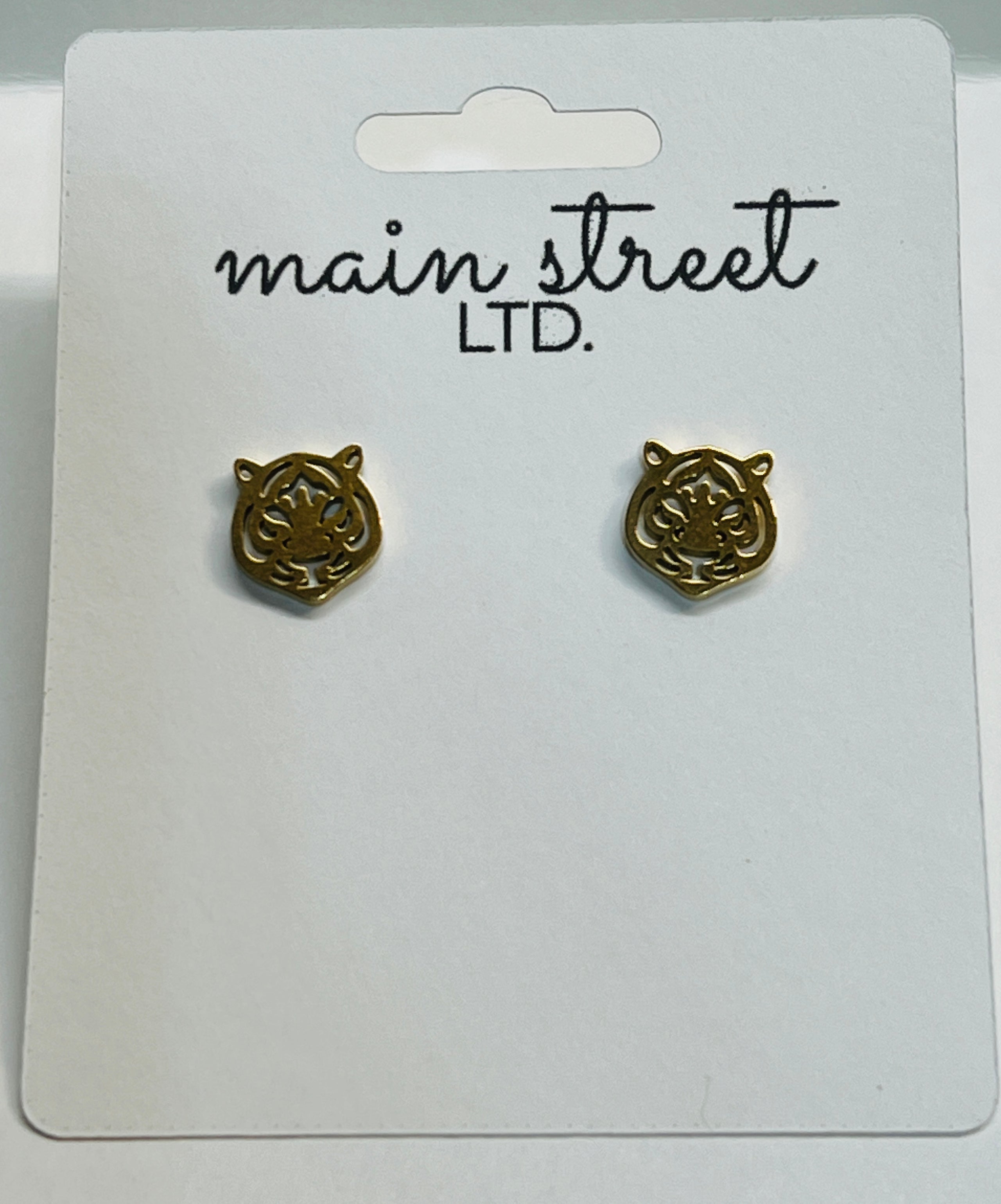 Black Tiger Head Stud Earrings Main Street Ltd